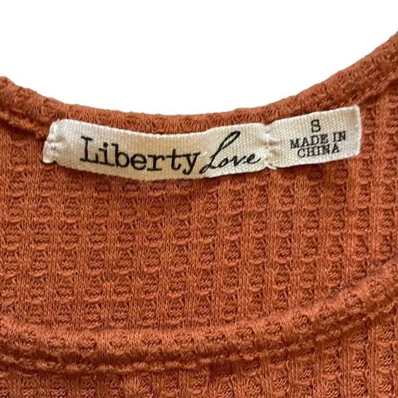 Liberty Love Burnt Orange Sleeveless Knit Button Front Ribbed Tank Top SZ S - Picture 3 of 12